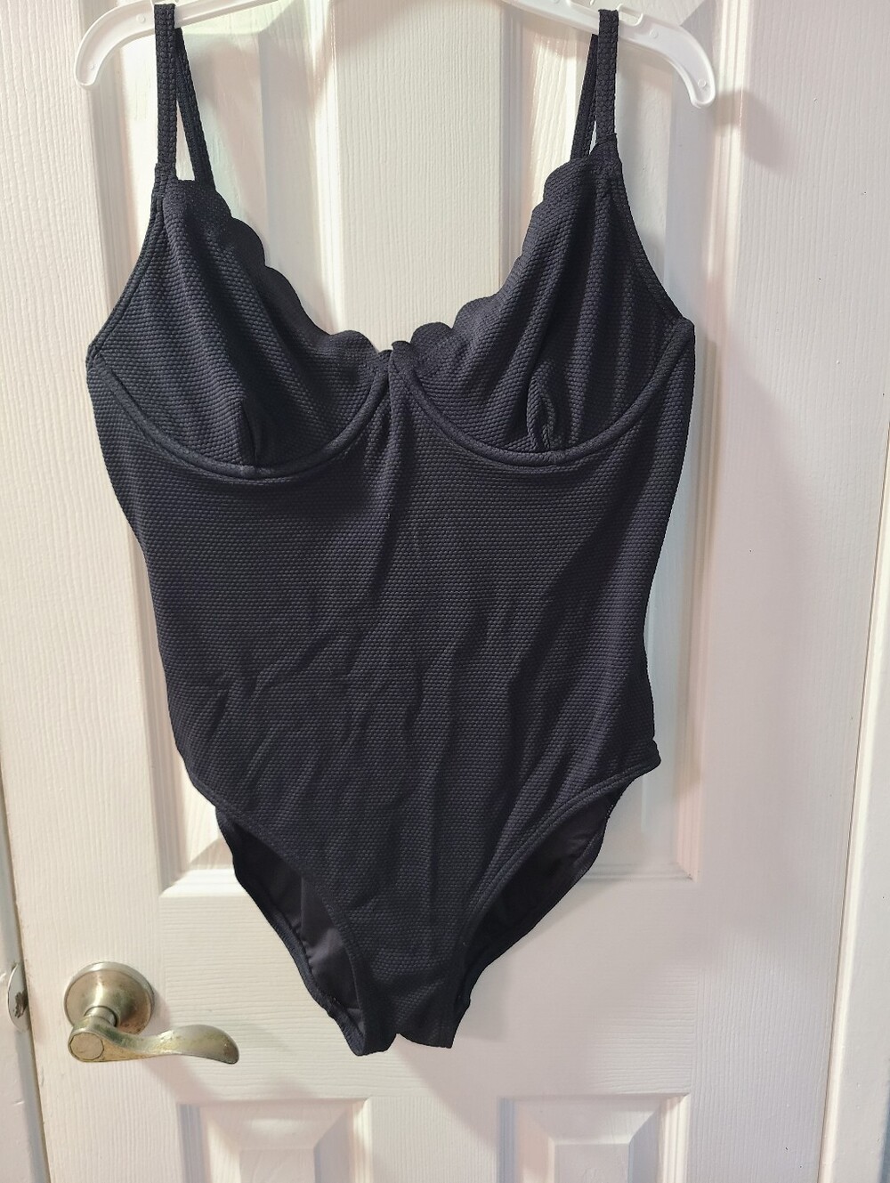 Kate Spade Black Scallop Edge One-Piece Bodysuit